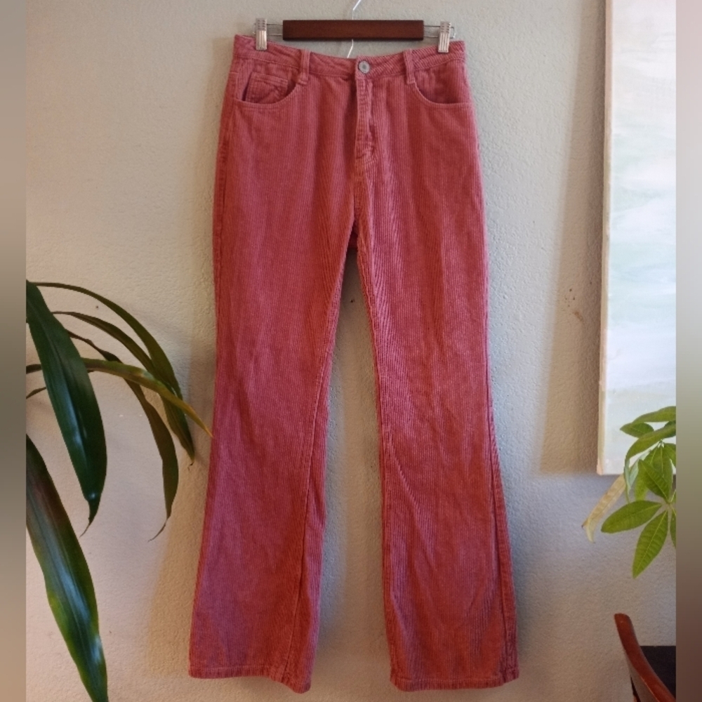 Nasty Gal Rose Pink Wide Wale Baggy Cordoroy Fairycore Cottagecore Boho Jeans - Picture 2 of 9